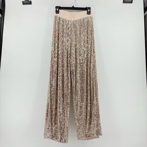 Sophia made in Italy Sequin Wide-Leg Pants in Gold